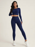 Conjunto manga larga y leggins azul