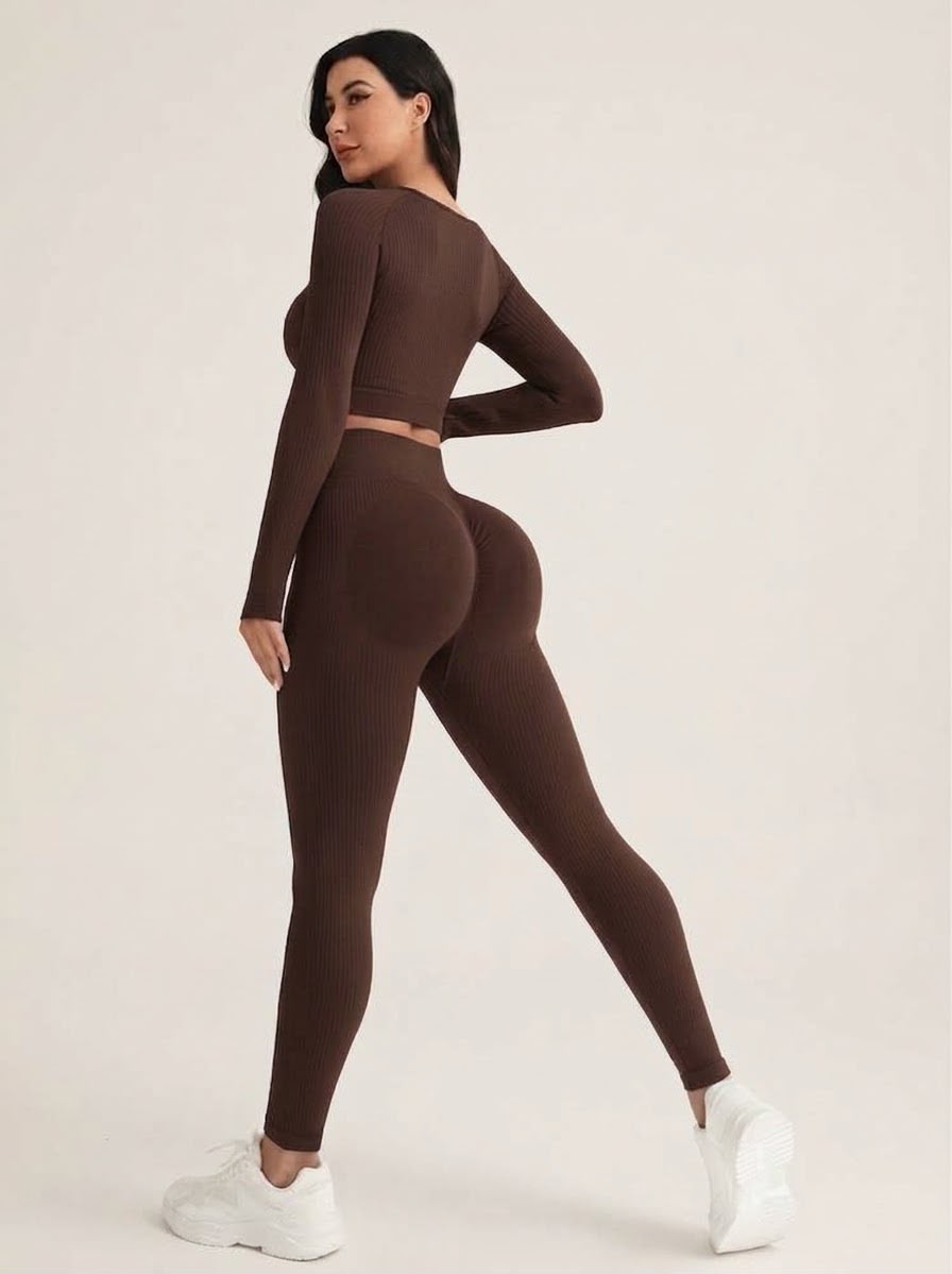 Conjunto  manga larga y leggings marron